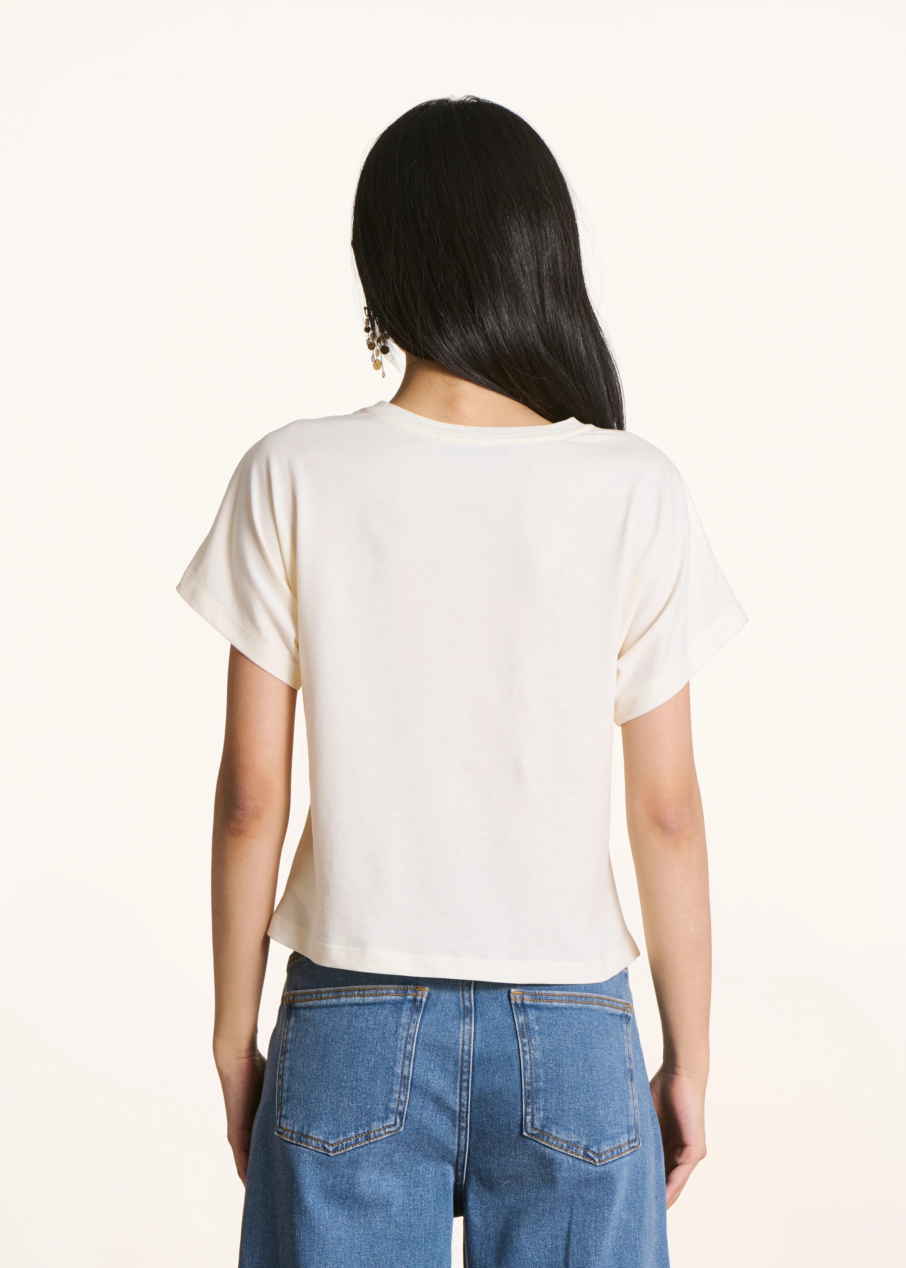 T-shirt écru manches courtes en coton biologique - Image 3