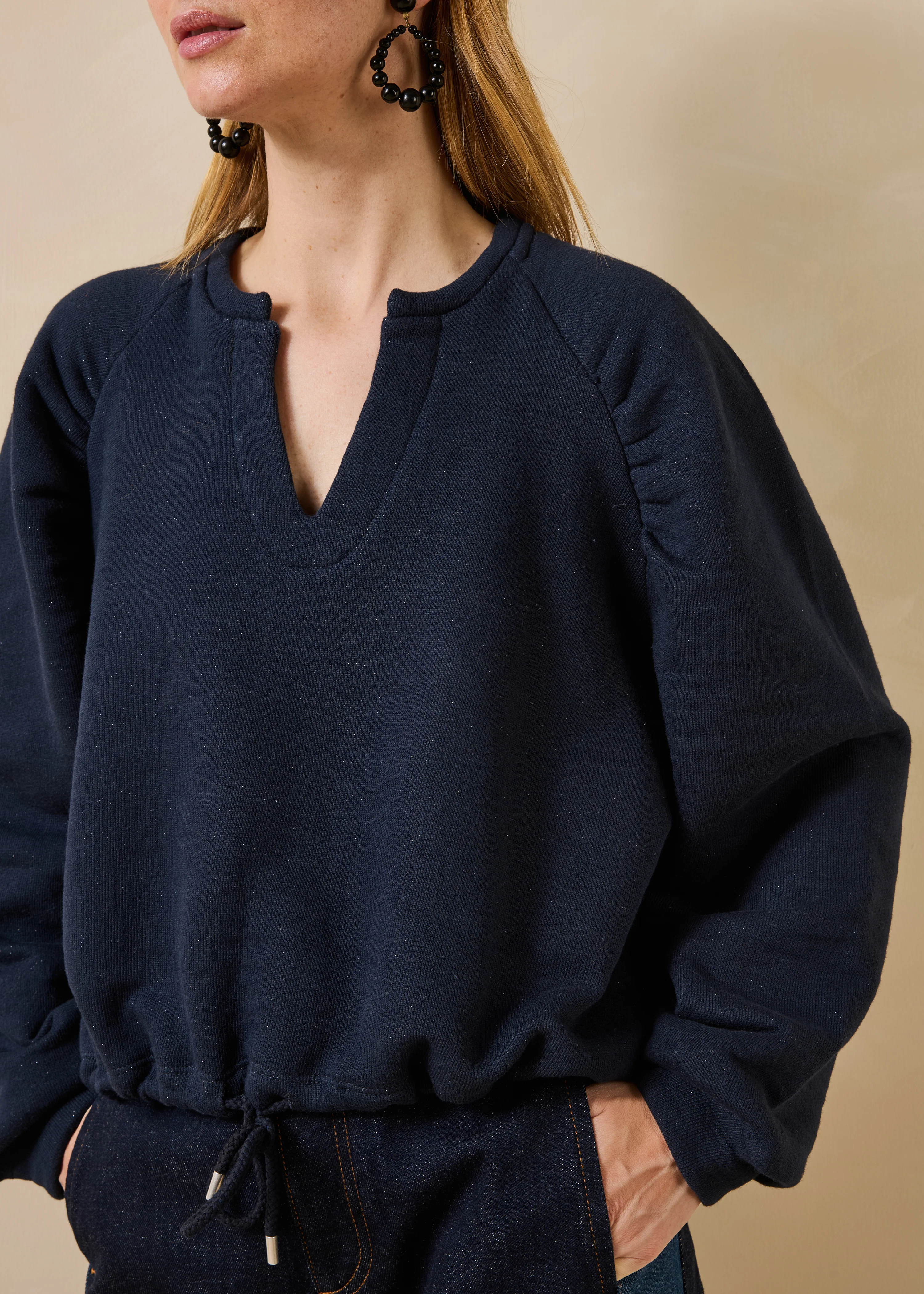 Sweat bleu marine manches longues en coton biologique - Image 5