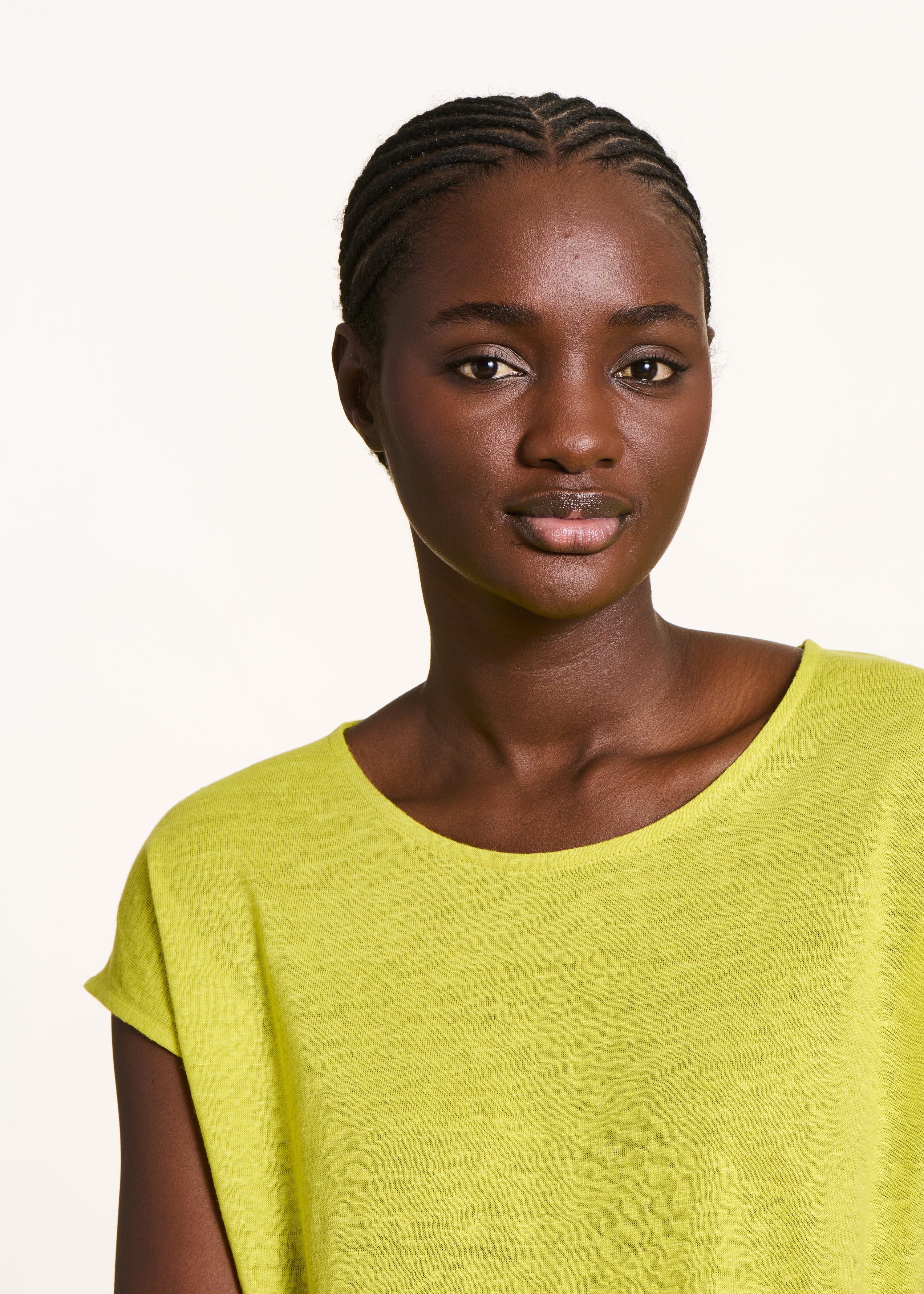 T-shirt droit en jersey lin vert anis - Image 5