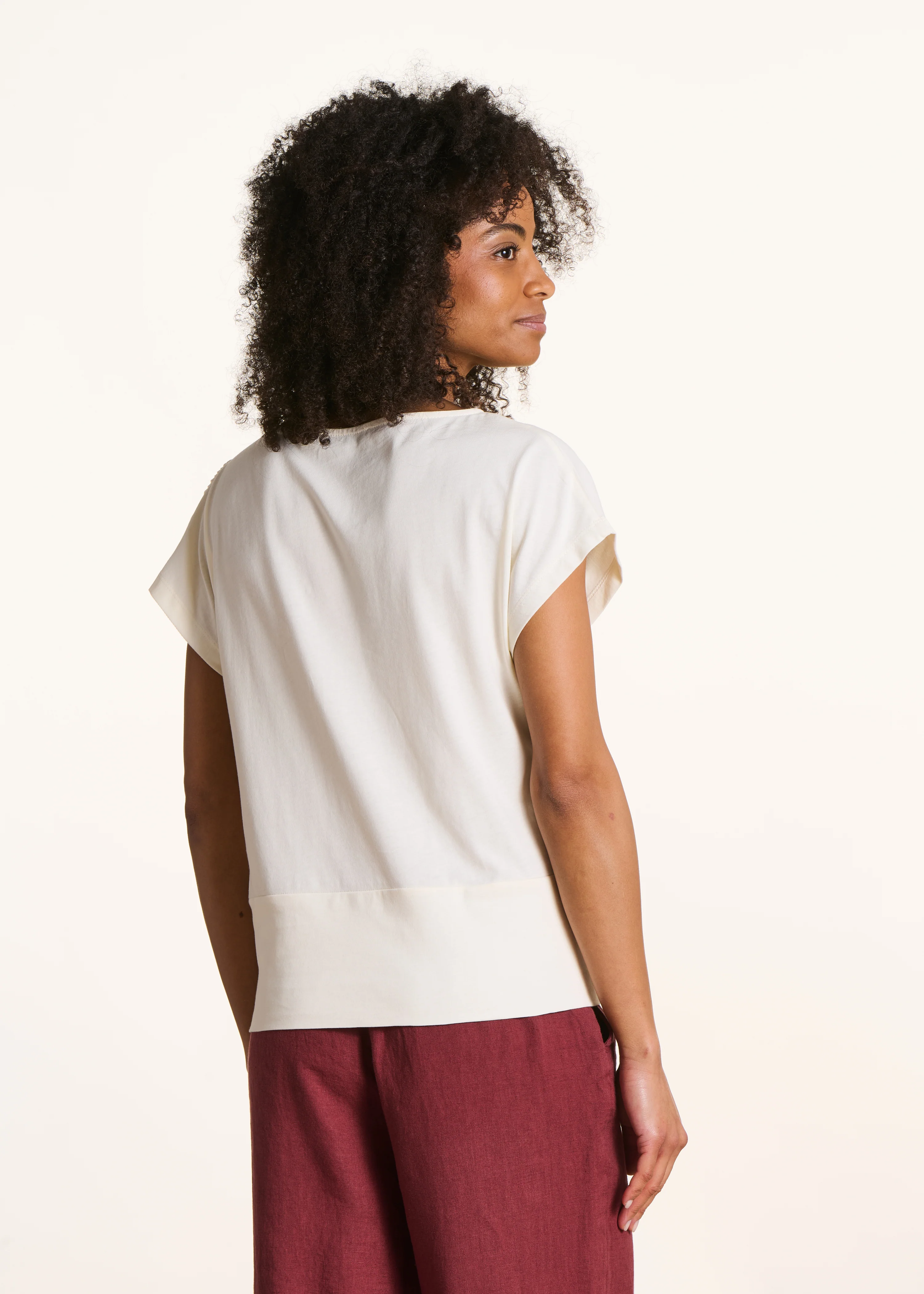 T-shirt écru manches courtes en coton biologique - Image 3