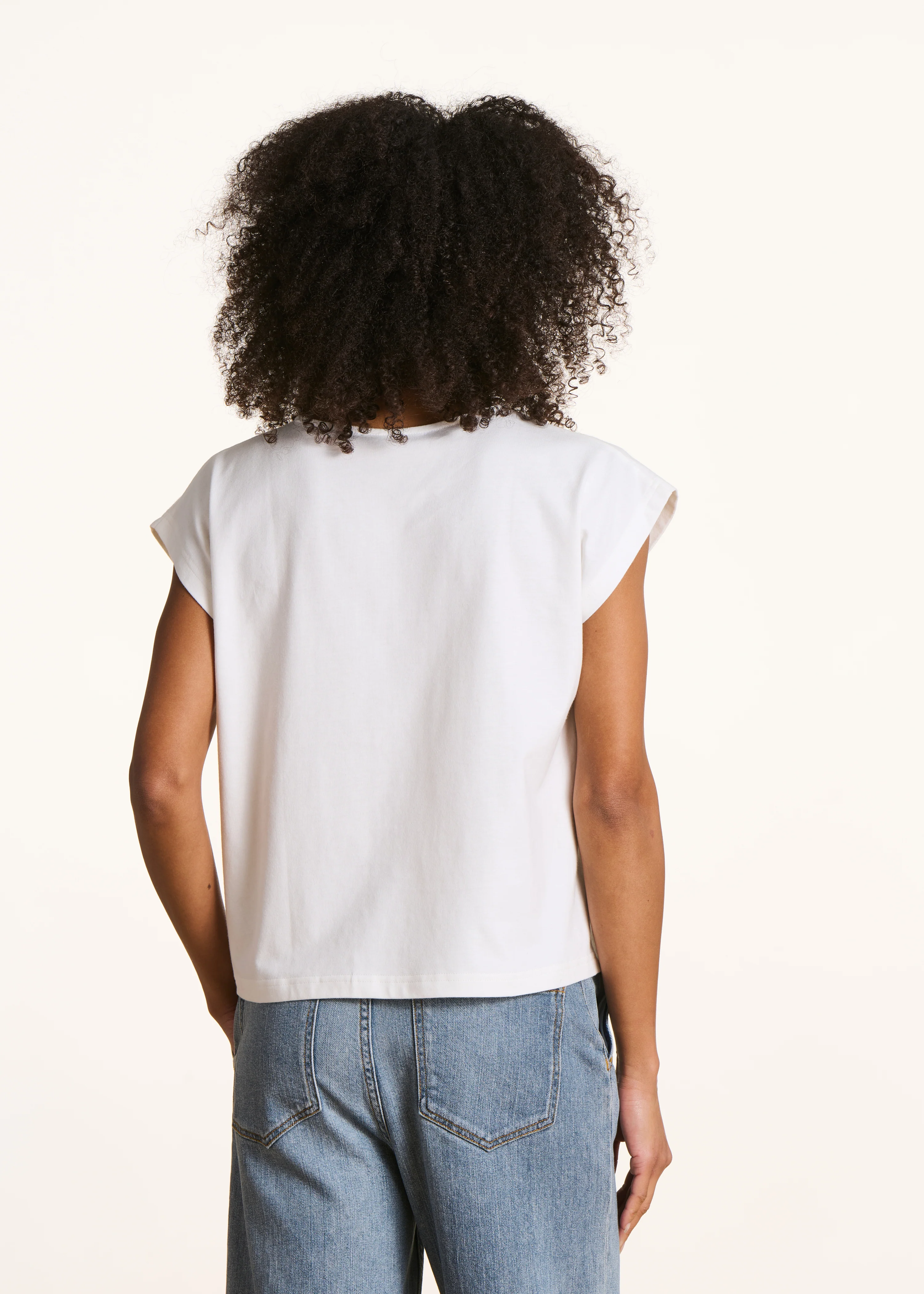 T-shirt écru manches courtes en coton biologique - Image 3