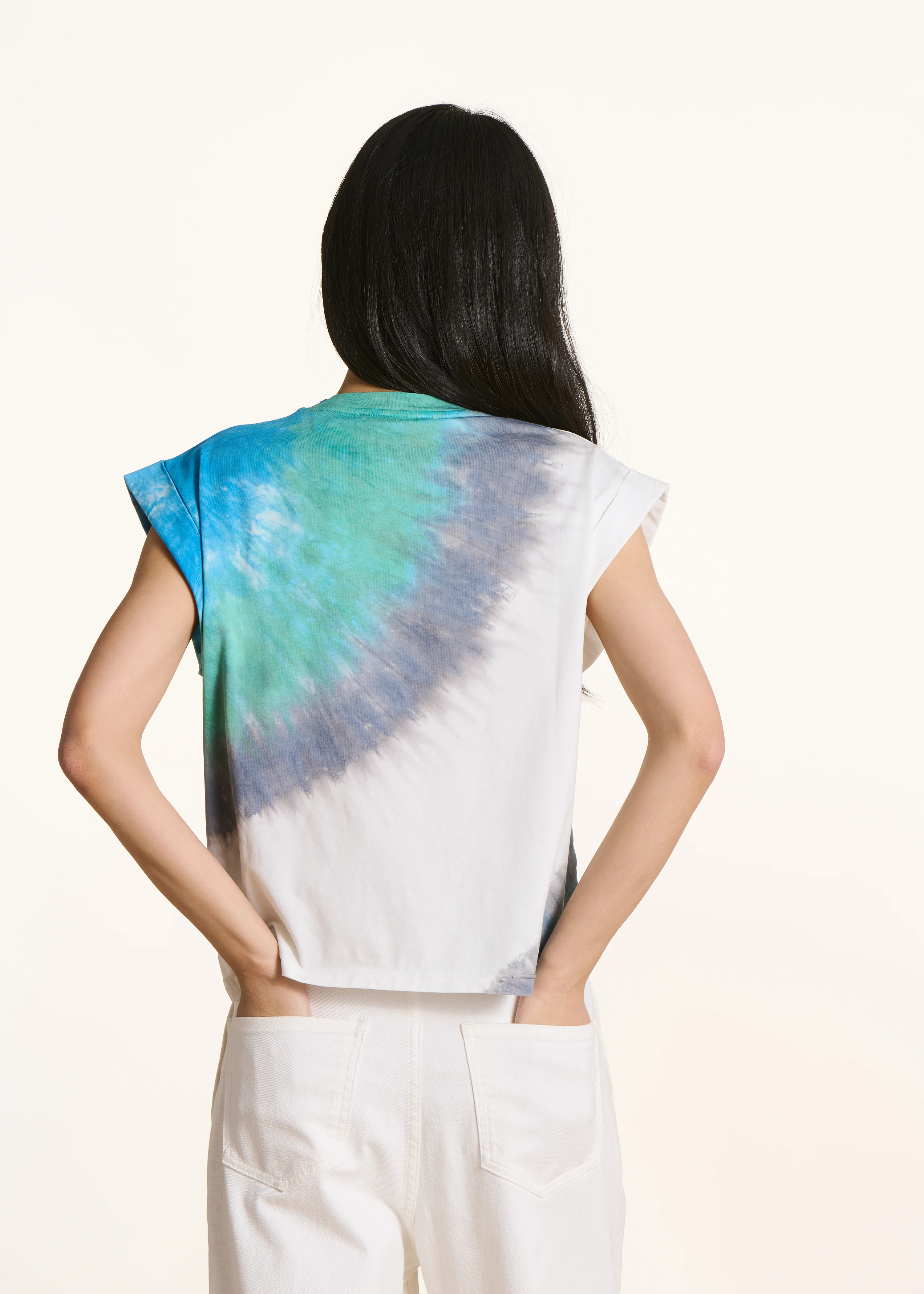 T-shirt en coton tie & dye bleu - Image 3