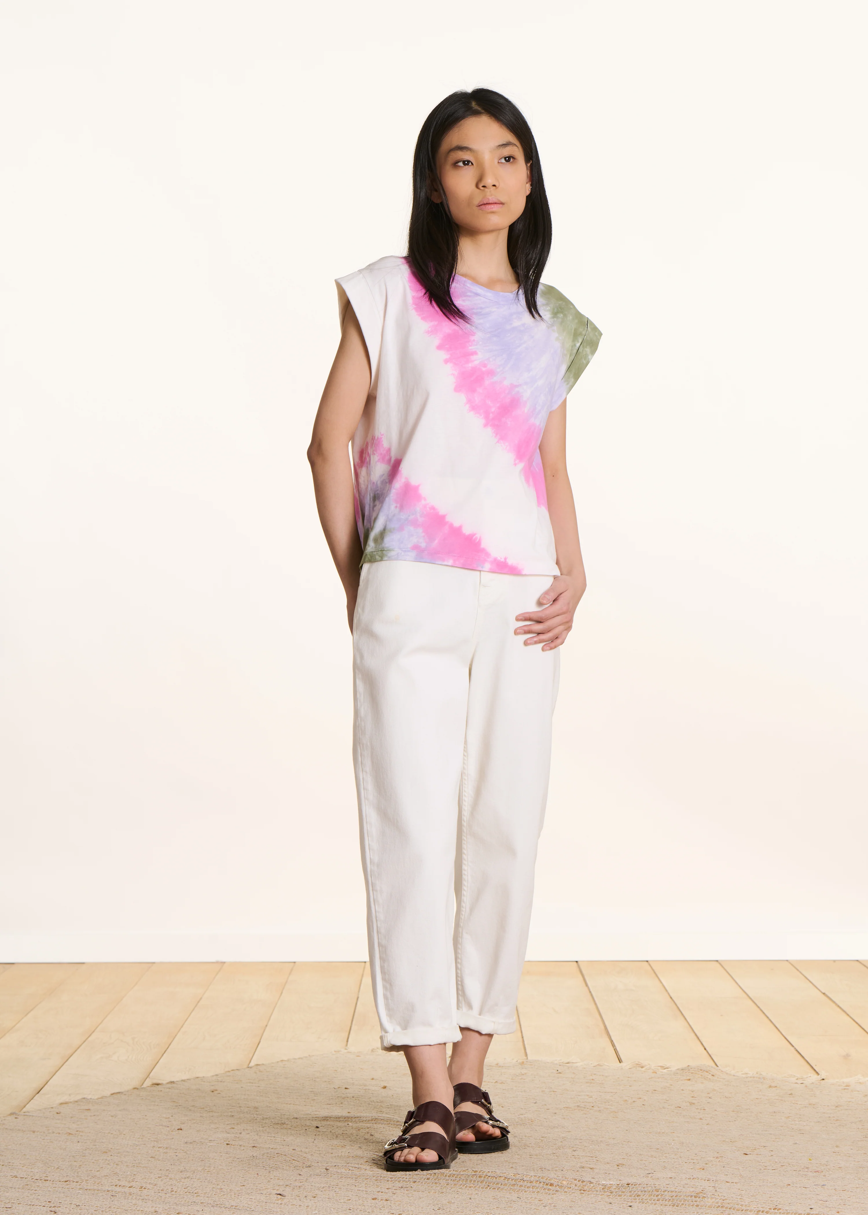 T-shirt en coton tie & dye rose - Image 2