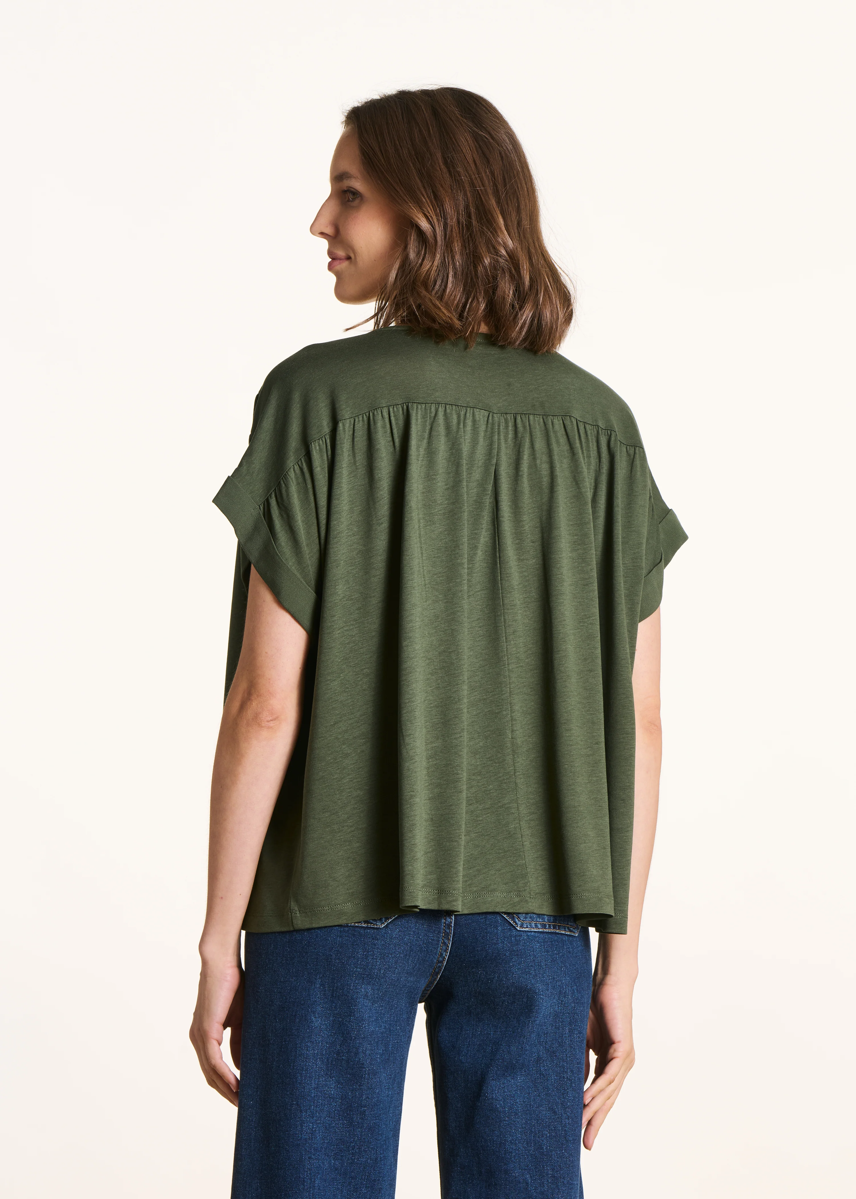 T-shirt kaki ample manches courtes - Image 3