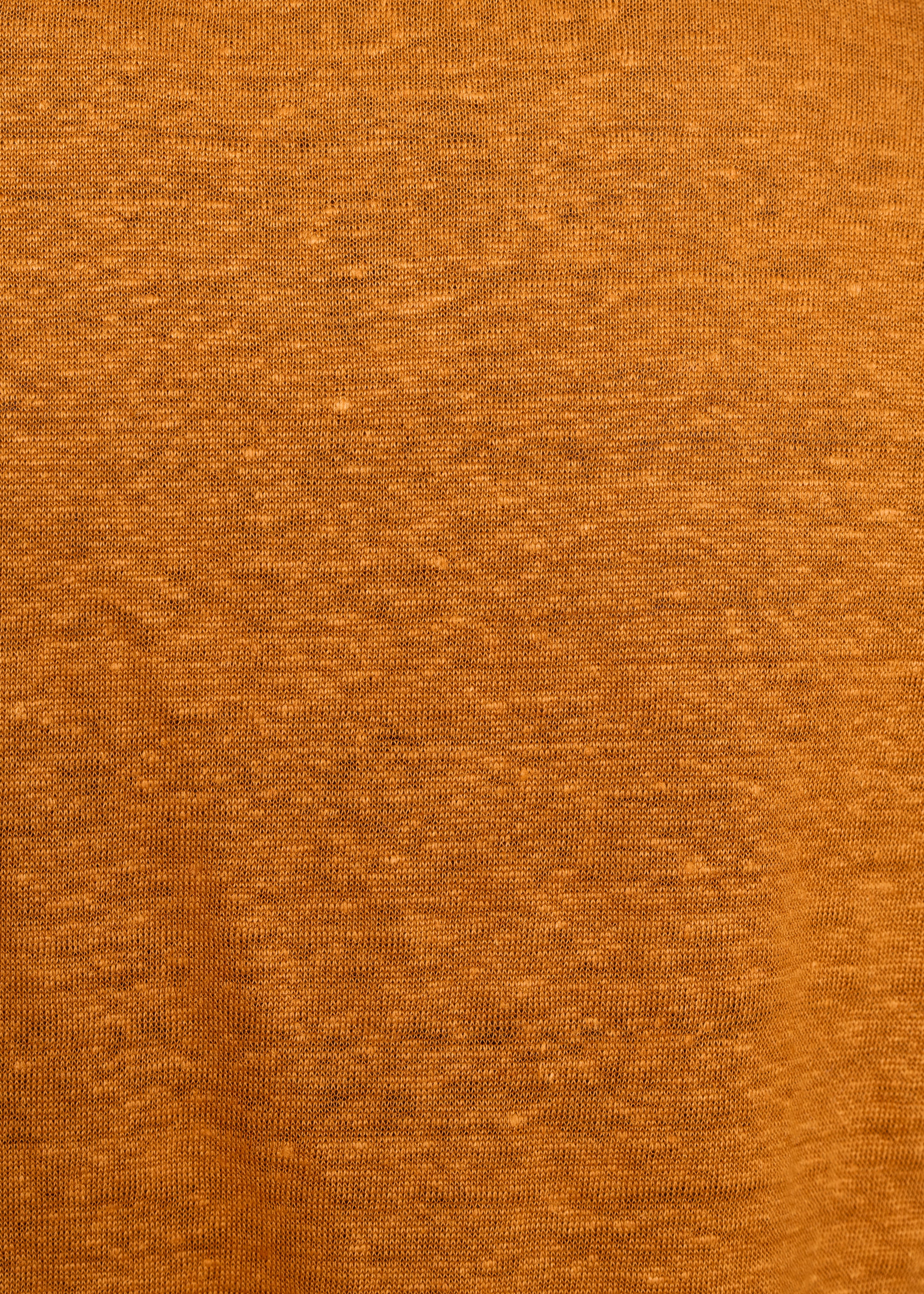 T-shirt ocre en lin manches courtes - Image 4