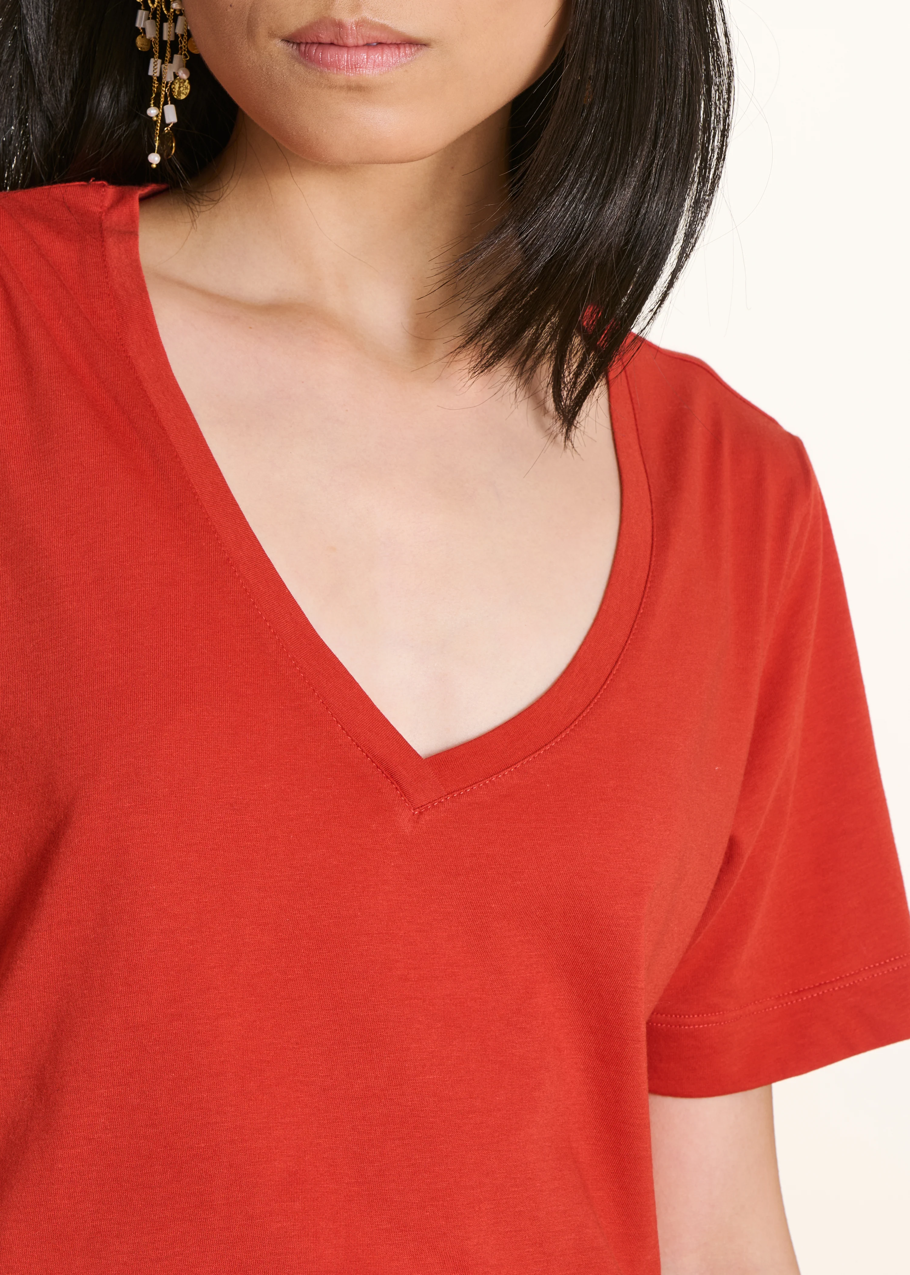 T-shirt oversize rouge manches courtes - Image 5