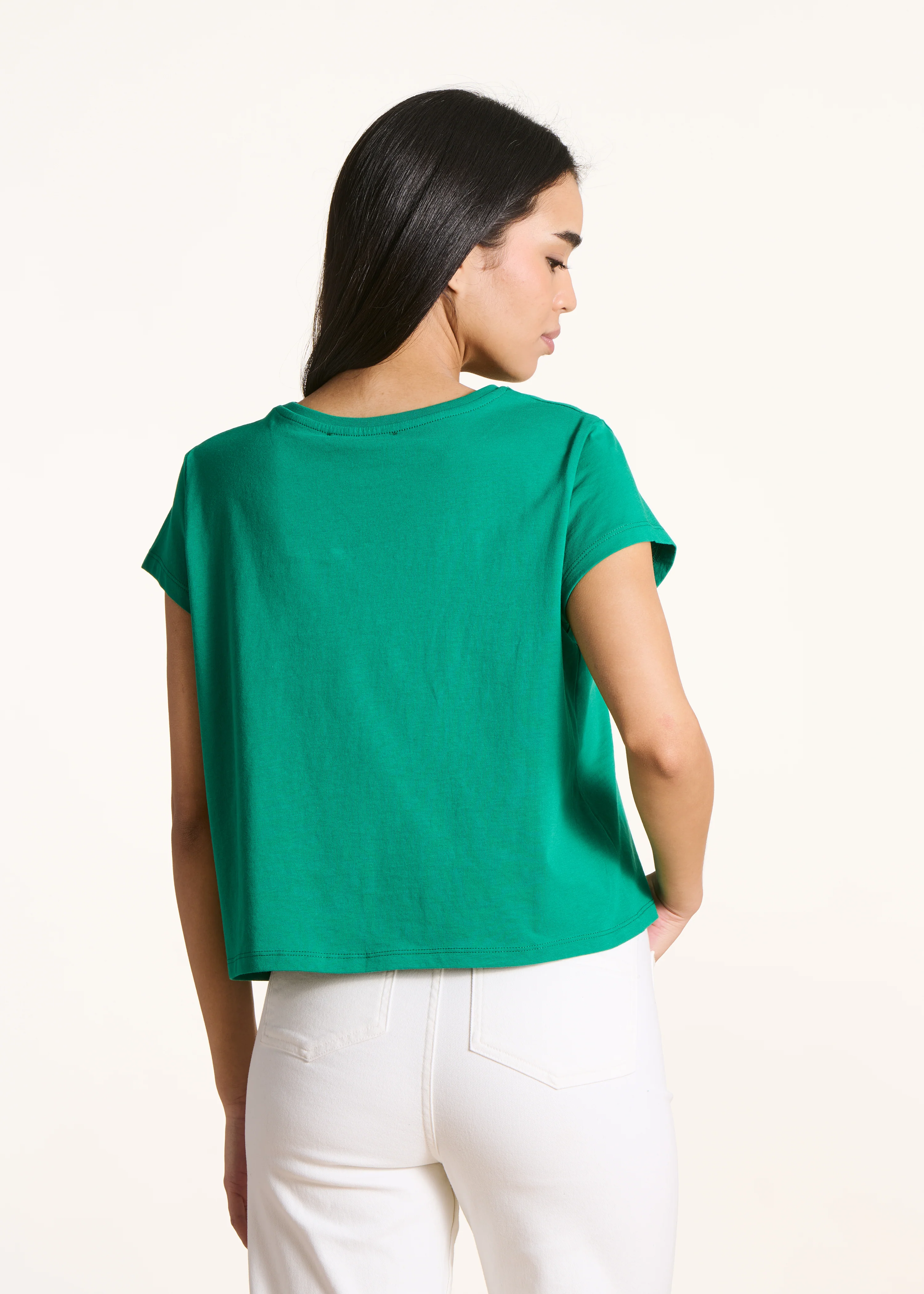 T-shirt oversize vert en coton biologique manches courtes - Image 3