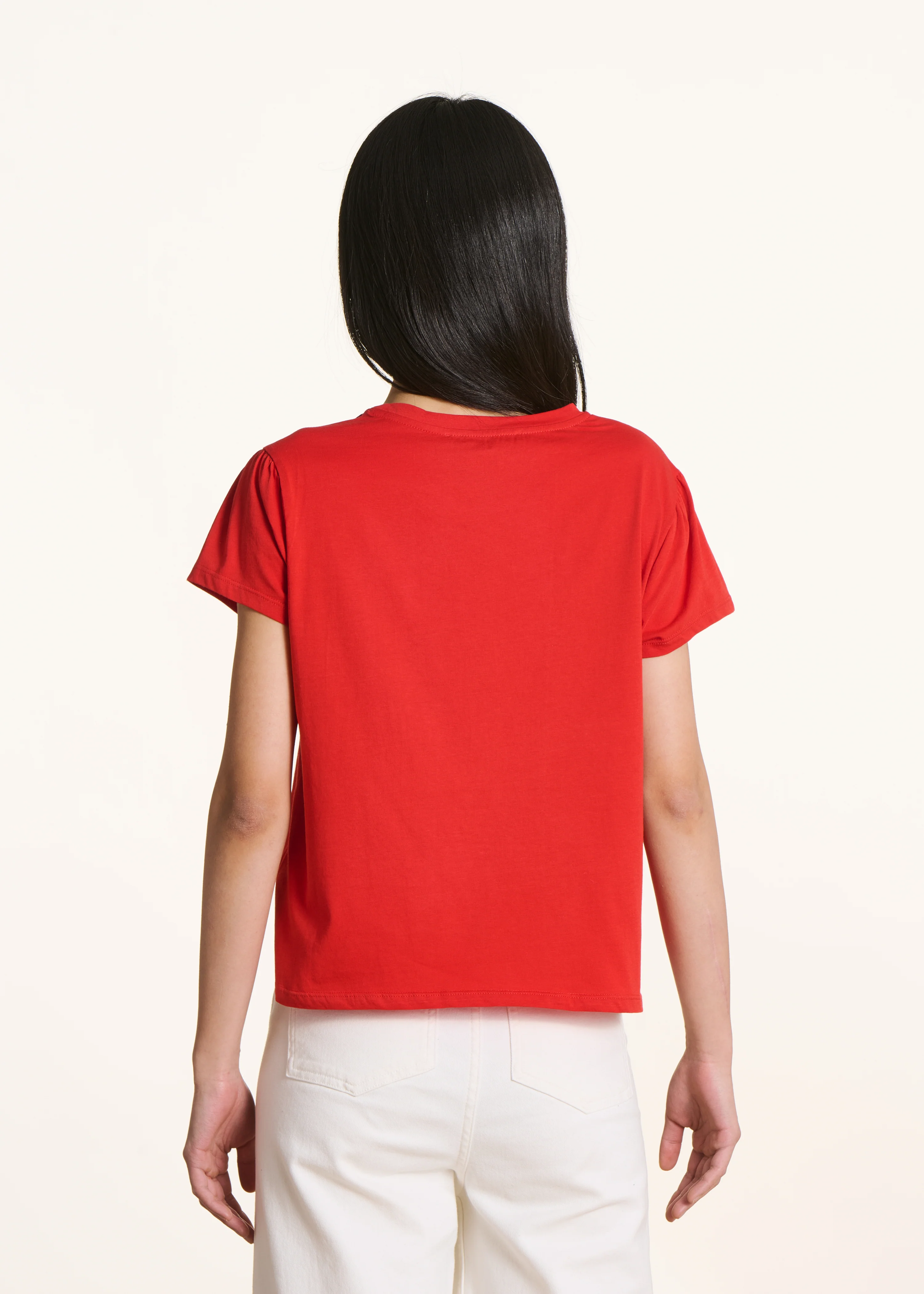 T-shirt rouge manches courtes en coton biologique - Image 3