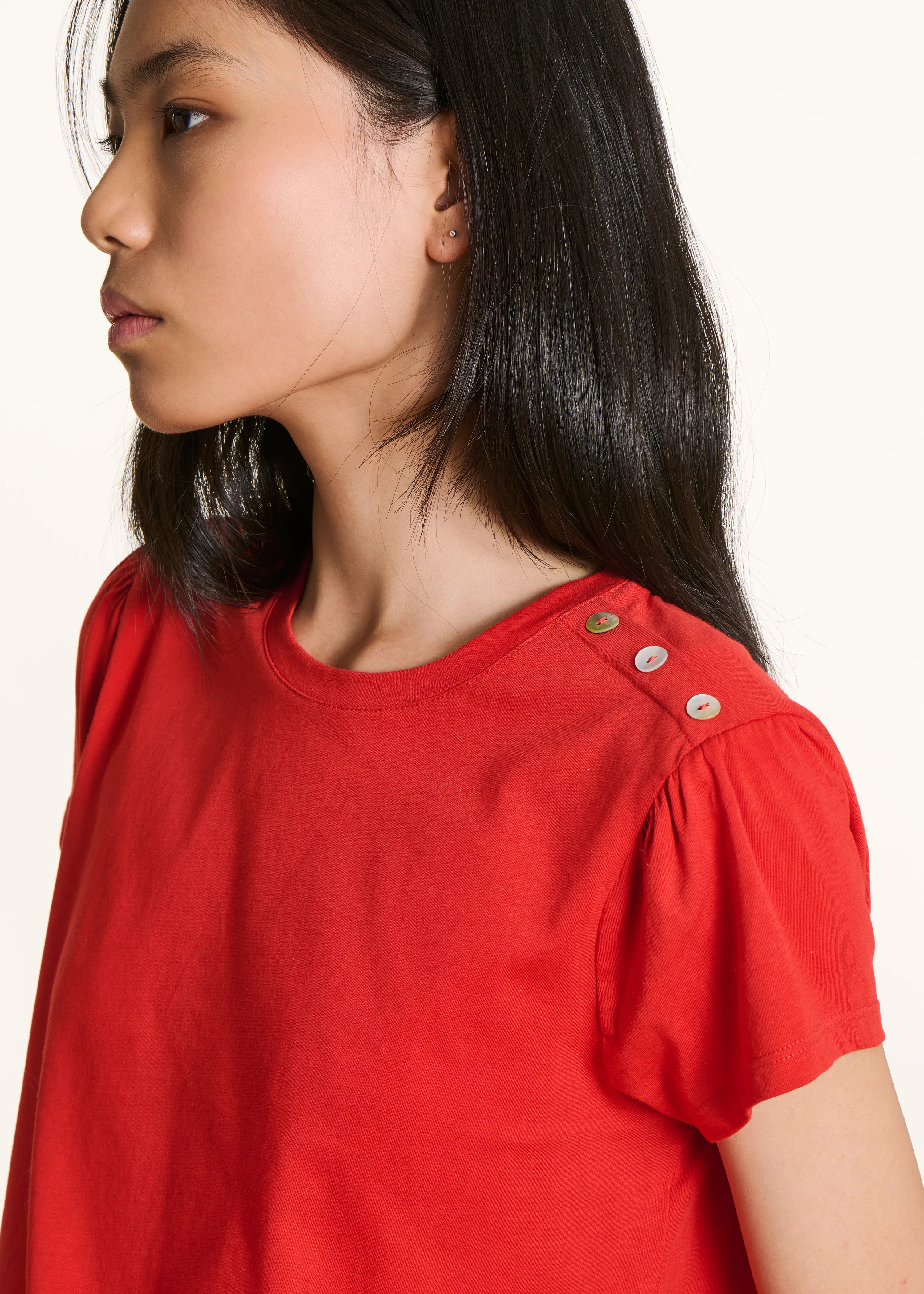 T-shirt rouge manches courtes en coton biologique - Image 5