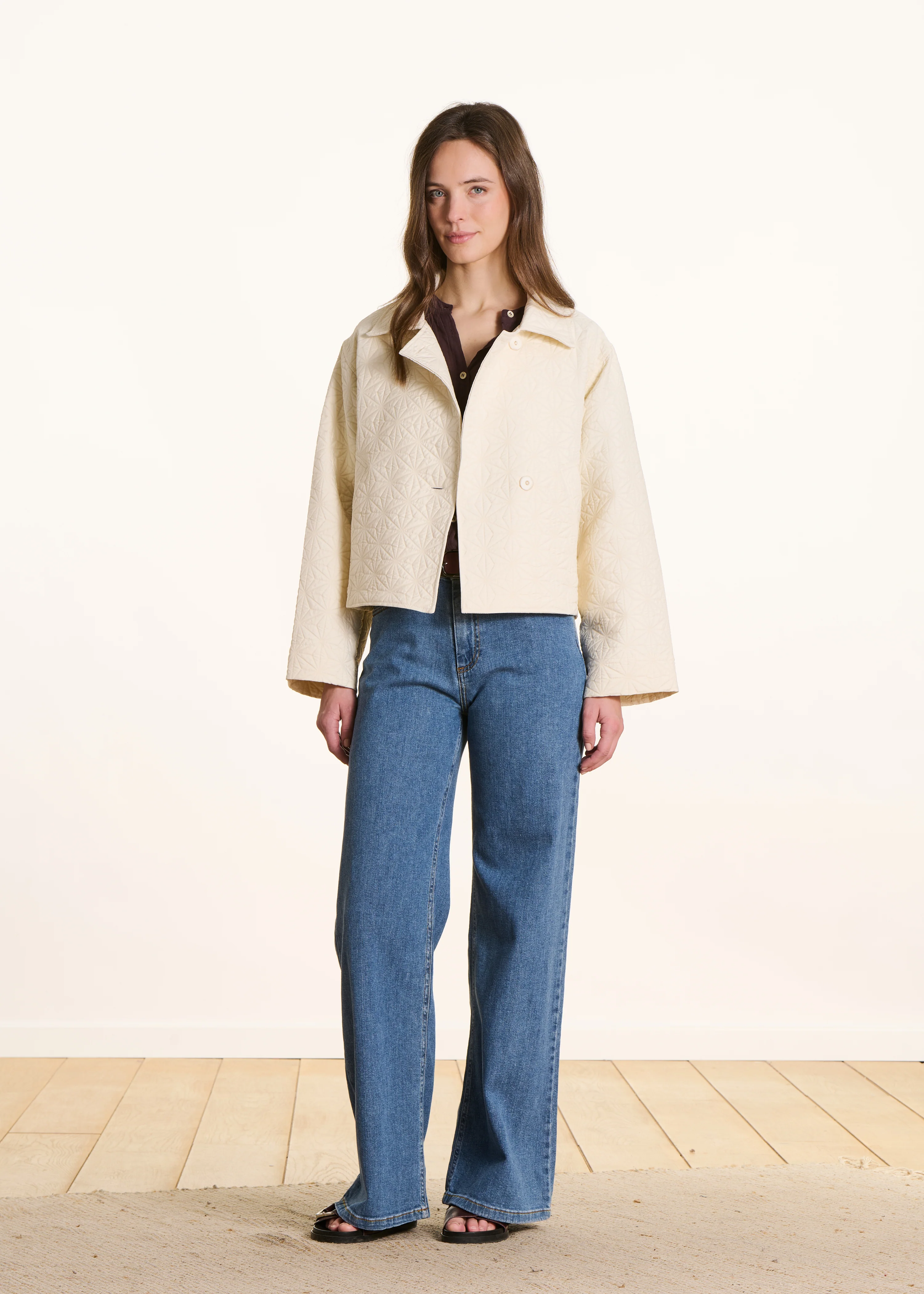 Veste courte écrue en jacquard fantaisie - Image 2