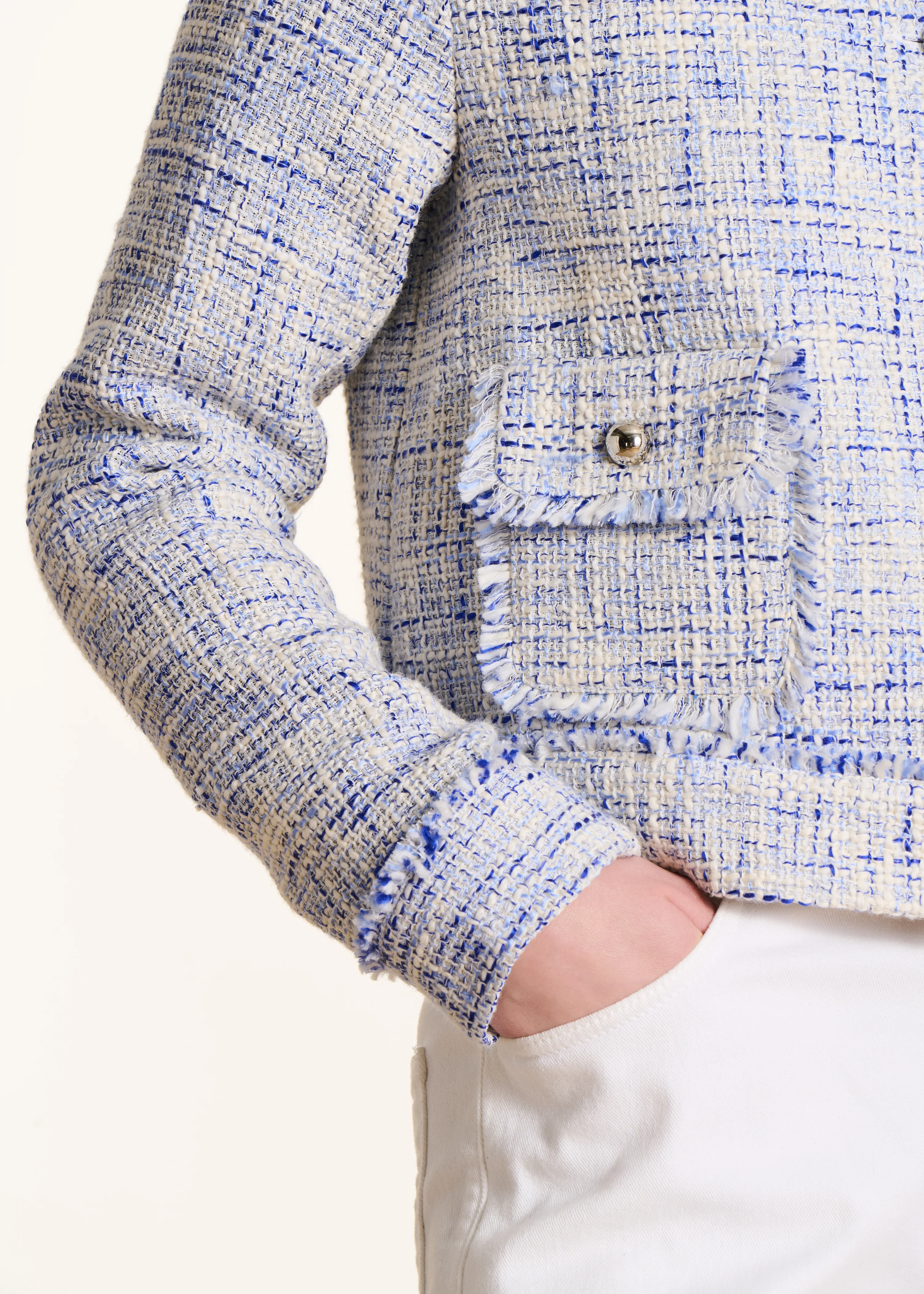 Veste droite bleue en tweed - Image 5
